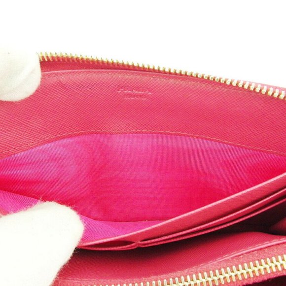Prada Long Wallet Ribbon Pink Safiano Leather Auth USED T17788 - Picture 4 of 10